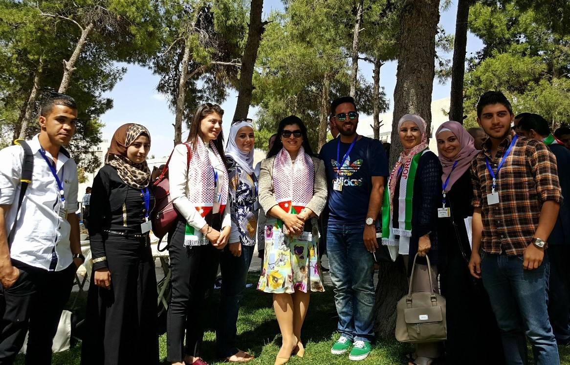 A group of SCHEP Scholars with H.R.H Princess Sumaya Bint Hassan (center) at ICHAJ 13. Photo by Dr. Barbara A. Porter.