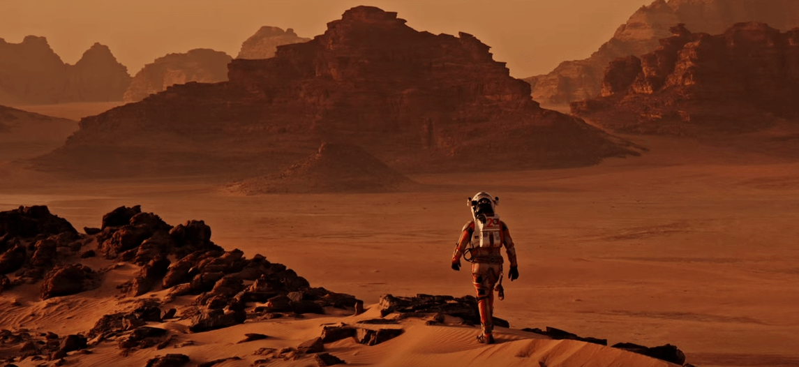 Screenshot from the 2015 film "The Martian" featuring vistas from Wadi Rum in Jordan (20th Century Fox)