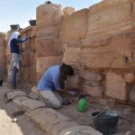 A major goal of SCHEP is to support the development of trained local teams capable of implementing necessary interventions at archaeological sites around Jordan, such as this conservation unit shown working on ACOR’s Temple of the Winged Lions project in Petra. Photo by Ghaith al-Faqeer.